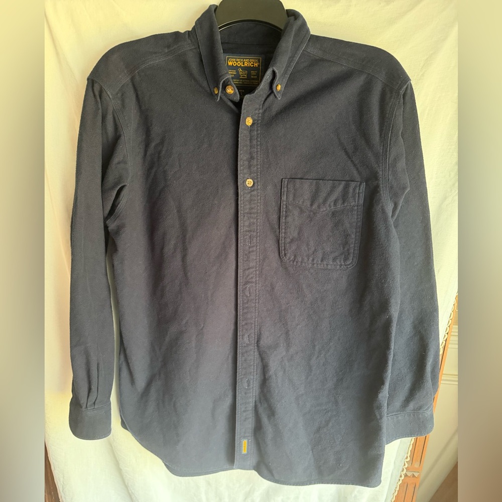 Men's John Rich and Bros Woolrich Navy Long Sleeve Button Down heavy Flannel L